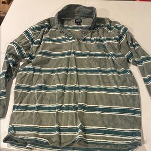 BDG Green and White Striped Polo Shirt